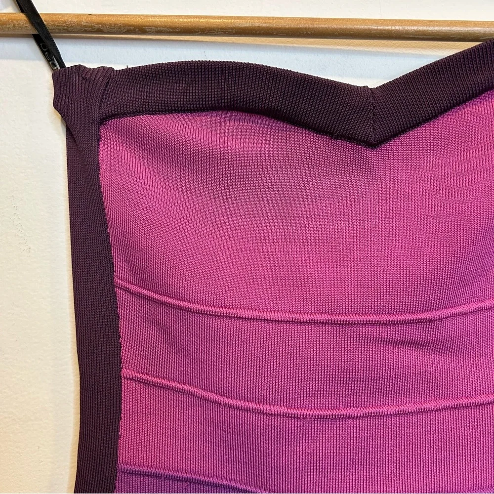 Bebe Strapless Bodycon Strapless Mini Dress Purple Colour-Block Y2K - Picture 2 of 5